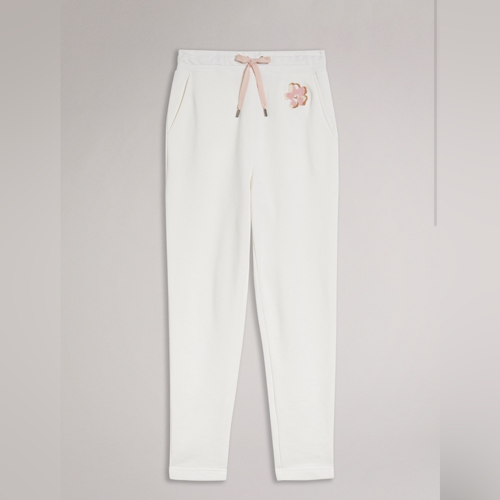 Ted Baker Women's Sports Bottoms L Cream Polyamide with Cotton Sweatpants